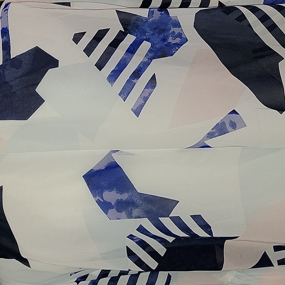 Torrid Chiffon Geometric Blue White Open Front Kimono Women's Size Medium/Large - Picture 9 of 14